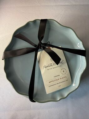 Hearth and Hand Stoneware 7”  Blue Appetizer Plates - Set of 4